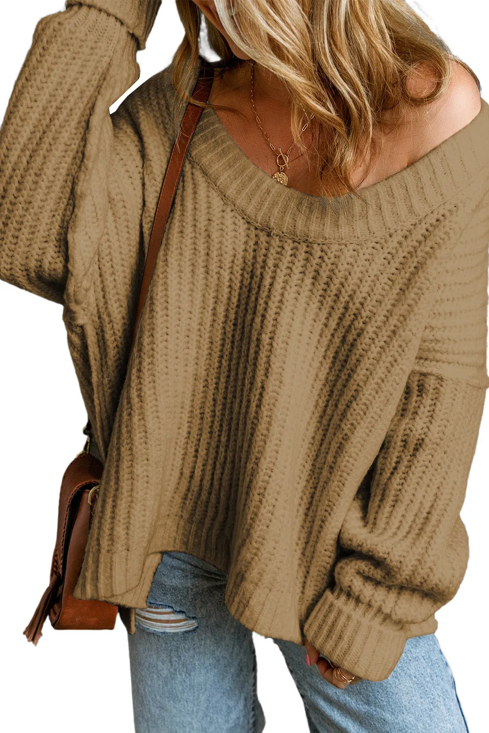 Ribbed Knit Slouchy Chunky Sweater