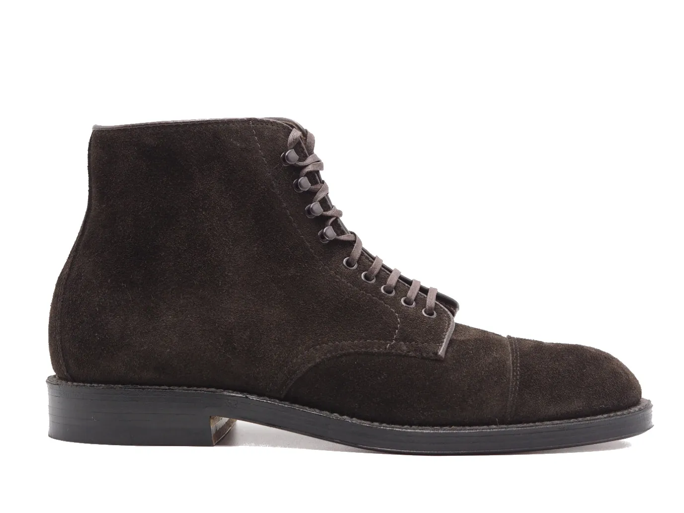 Straight Cap Toe Boot Dark Brown Suede