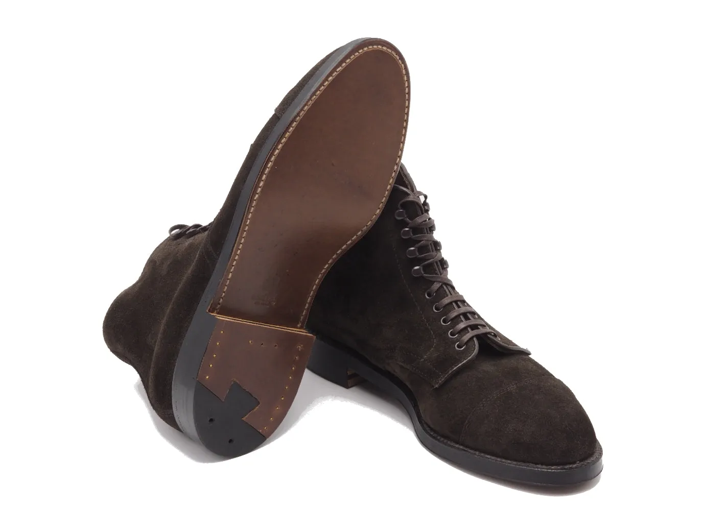 Straight Cap Toe Boot Dark Brown Suede