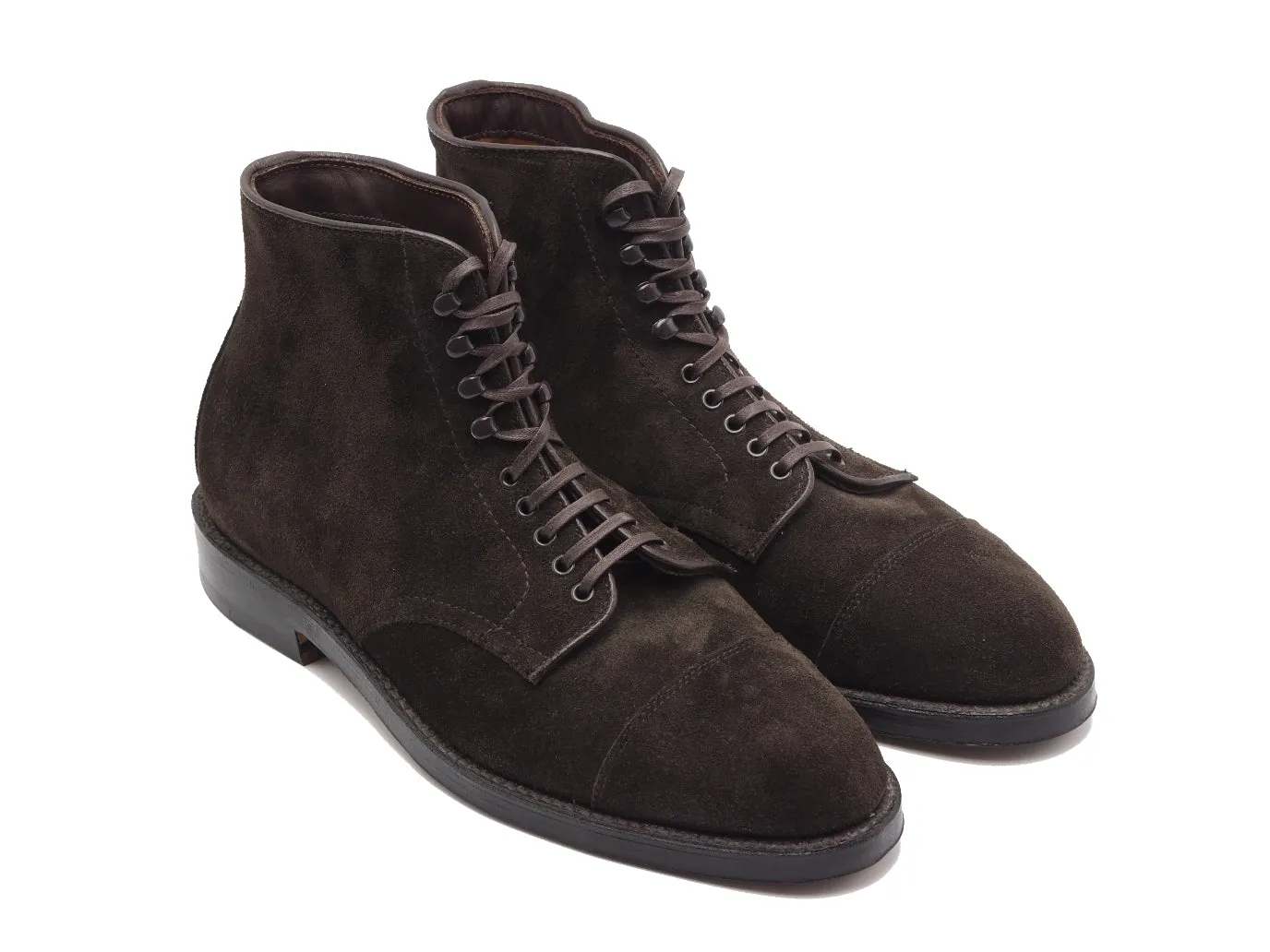 Straight Cap Toe Boot Dark Brown Suede