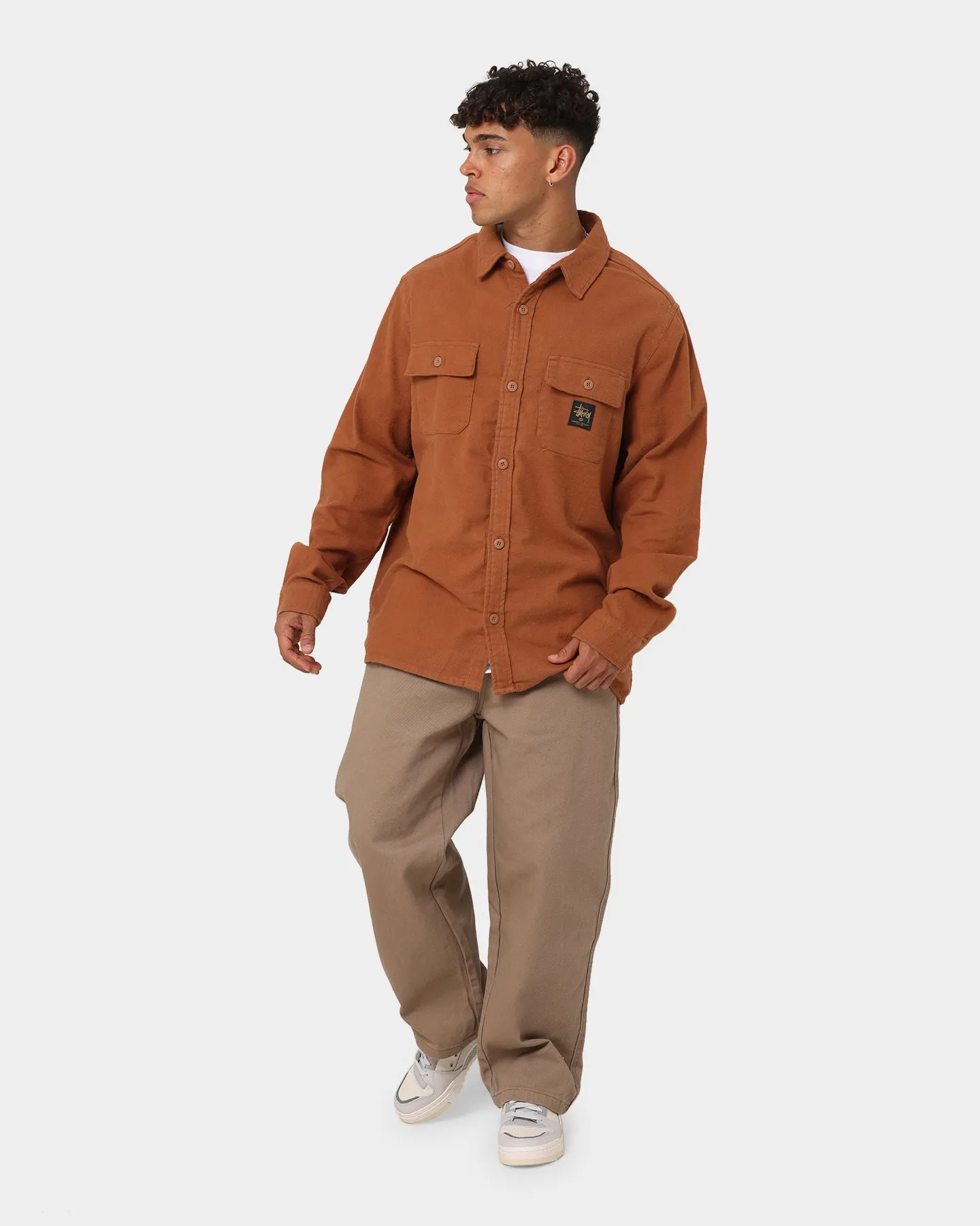 Stussy Workwear Long Sleeve Shirt Chocolate