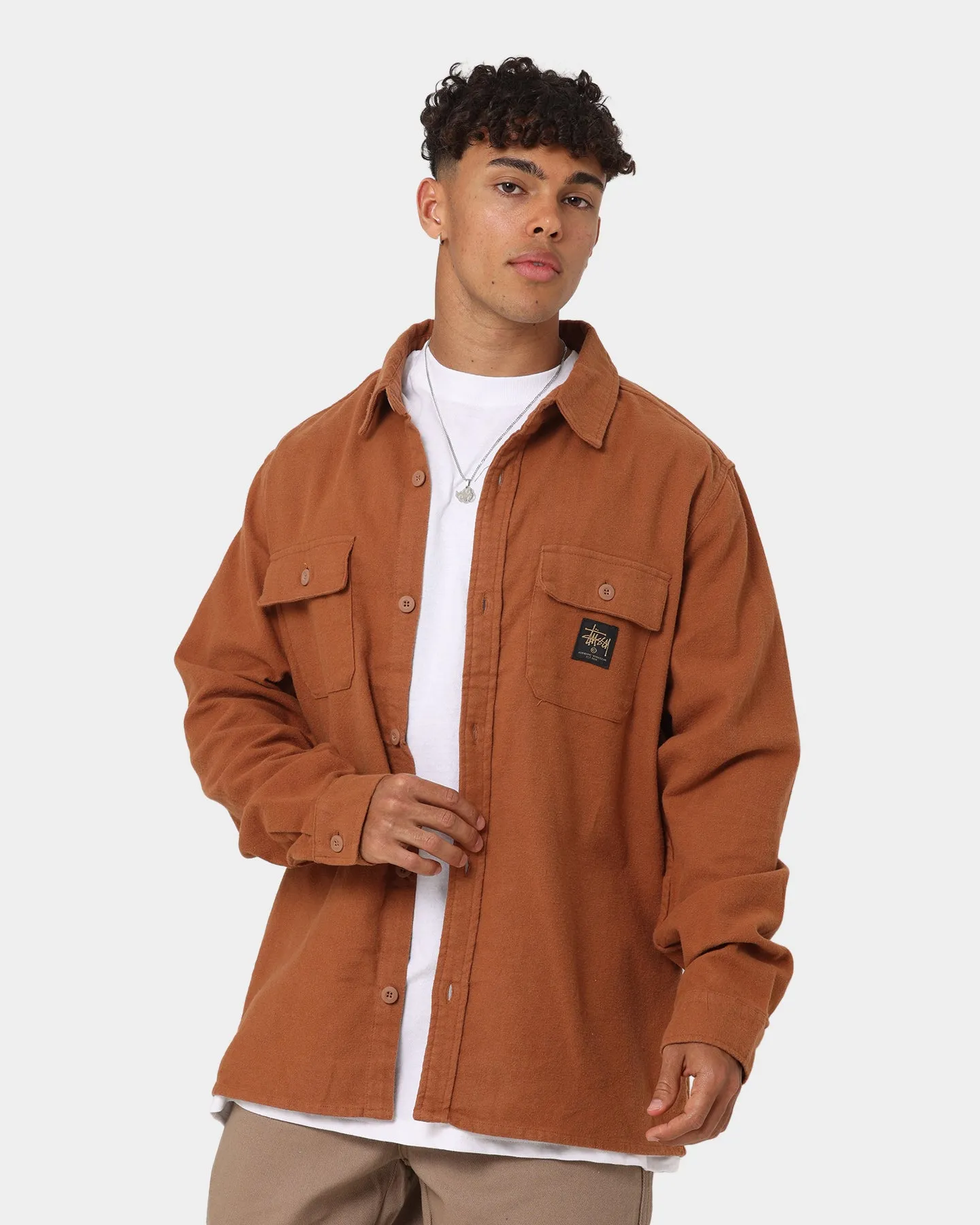 Stussy Workwear Long Sleeve Shirt Chocolate