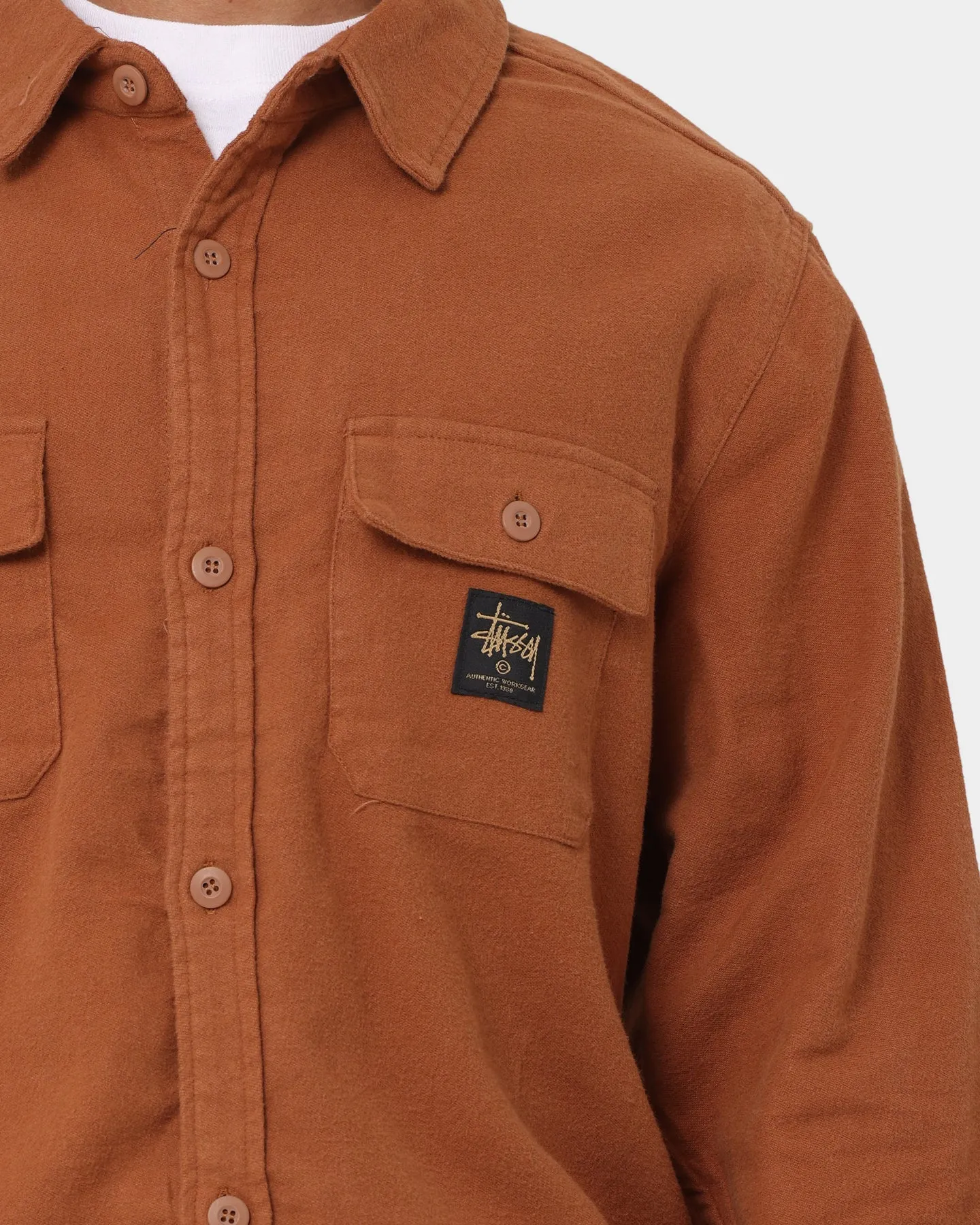 Stussy Workwear Long Sleeve Shirt Chocolate