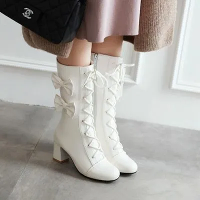 Sweet Lolita Lace-Up Boots with Bows