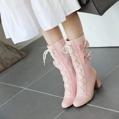 Sweet Lolita Lace-Up Boots with Bows