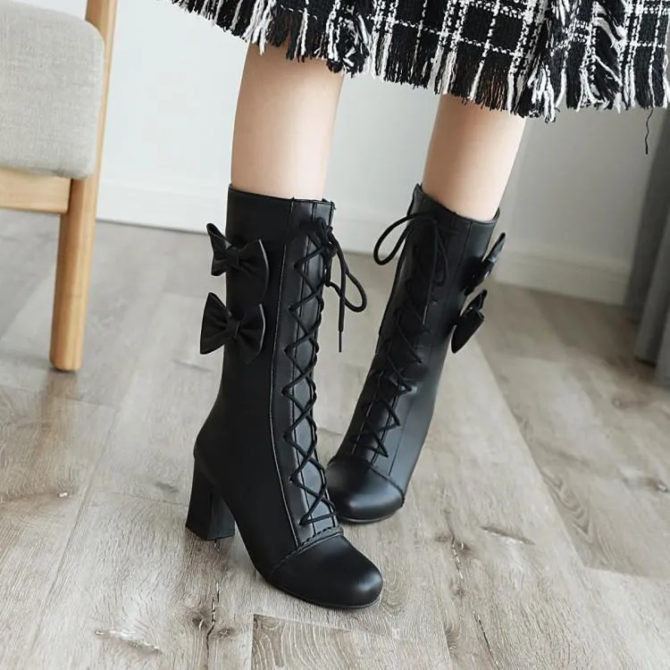 Sweet Lolita Lace-Up Boots with Bows