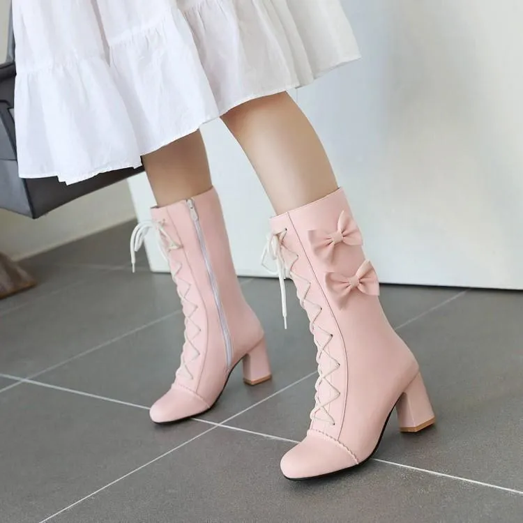 Sweet Lolita Lace-Up Boots with Bows