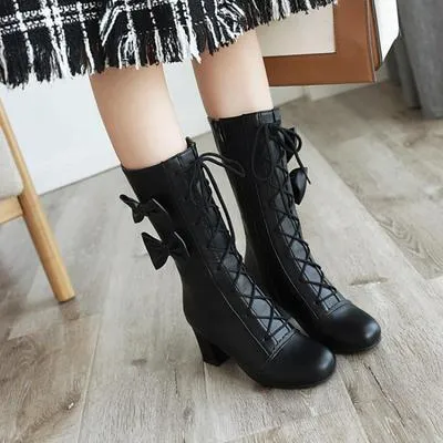 Sweet Lolita Lace-Up Boots with Bows