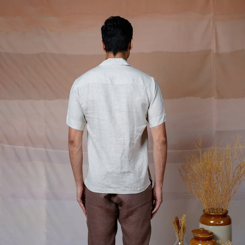 Unisex Linen Shirt | Beige | Hand Embroidered