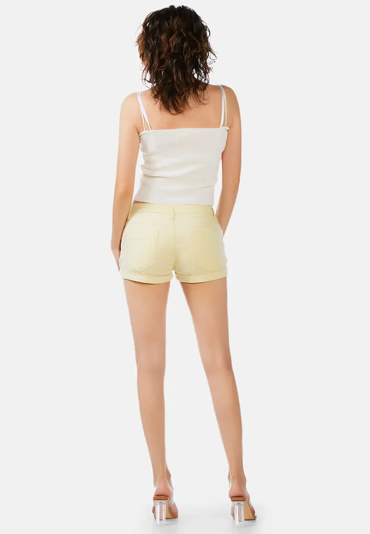 Upturned Hem Shorts