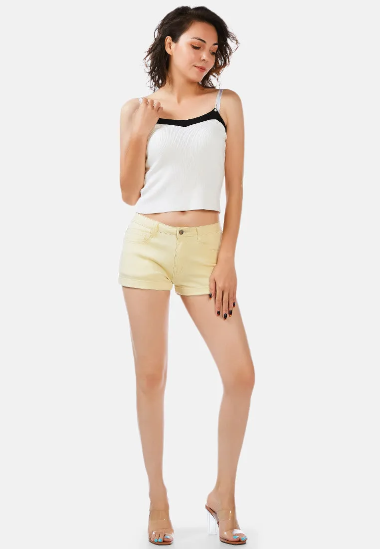 Upturned Hem Shorts