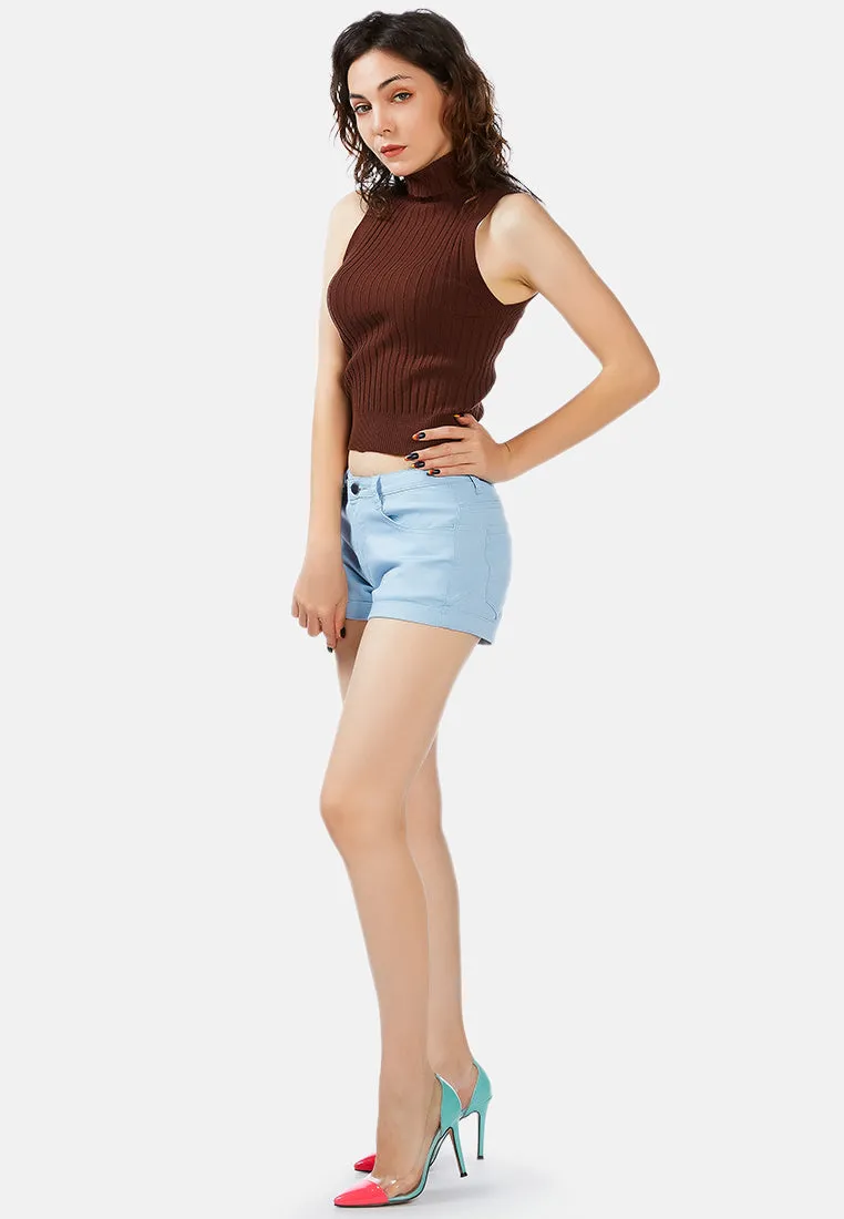 Upturned Hem Shorts