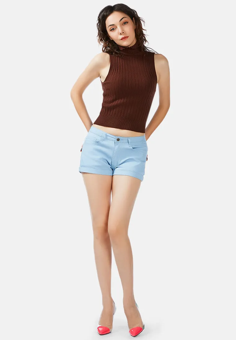 Upturned Hem Shorts