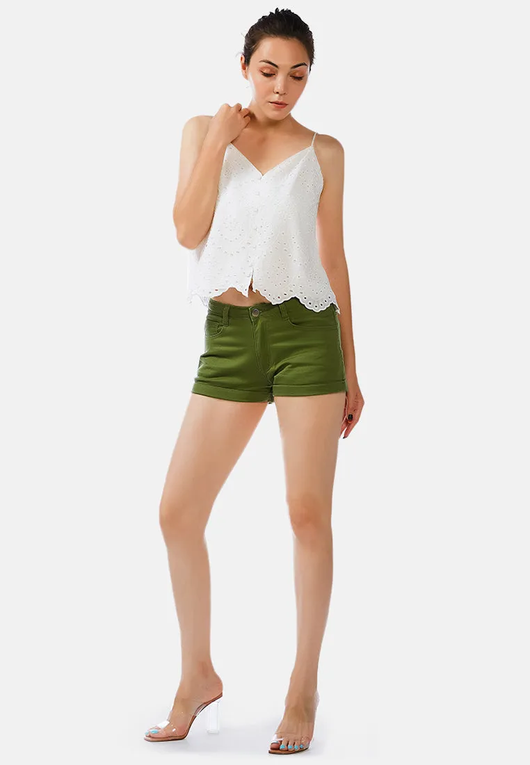 Upturned Hem Shorts