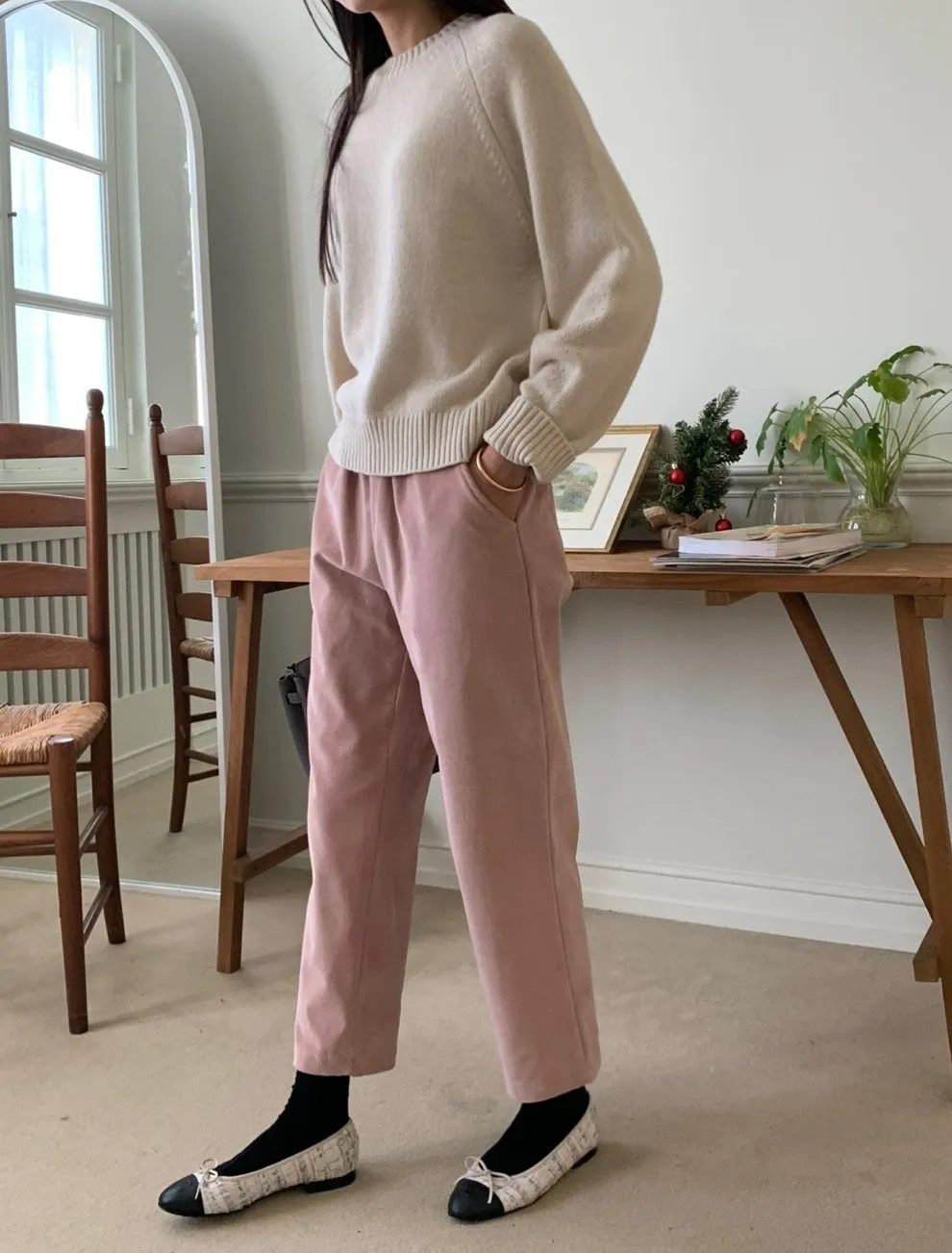 Warm Banded Corduroy Pants