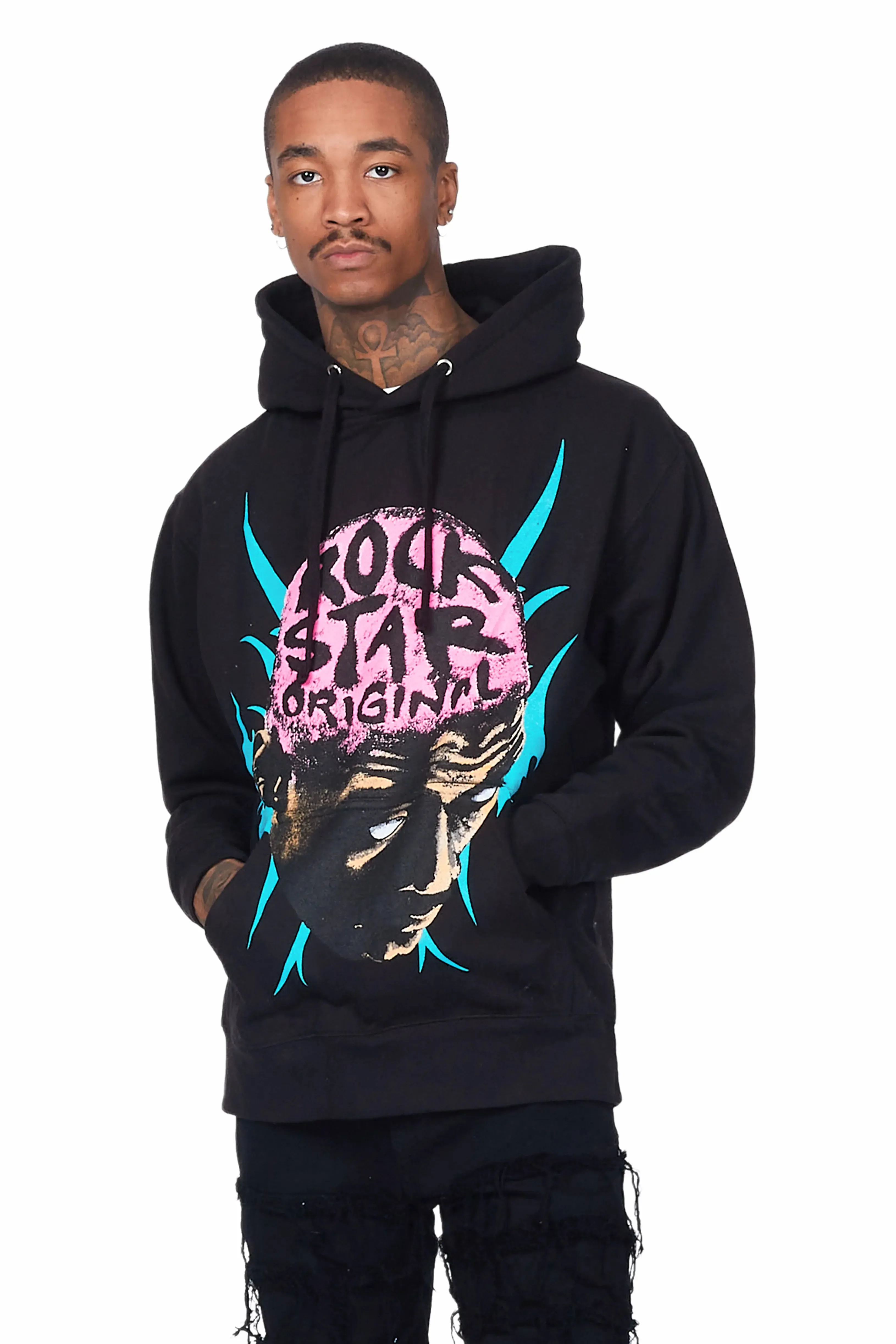 Weave Black Graphic Hoodie