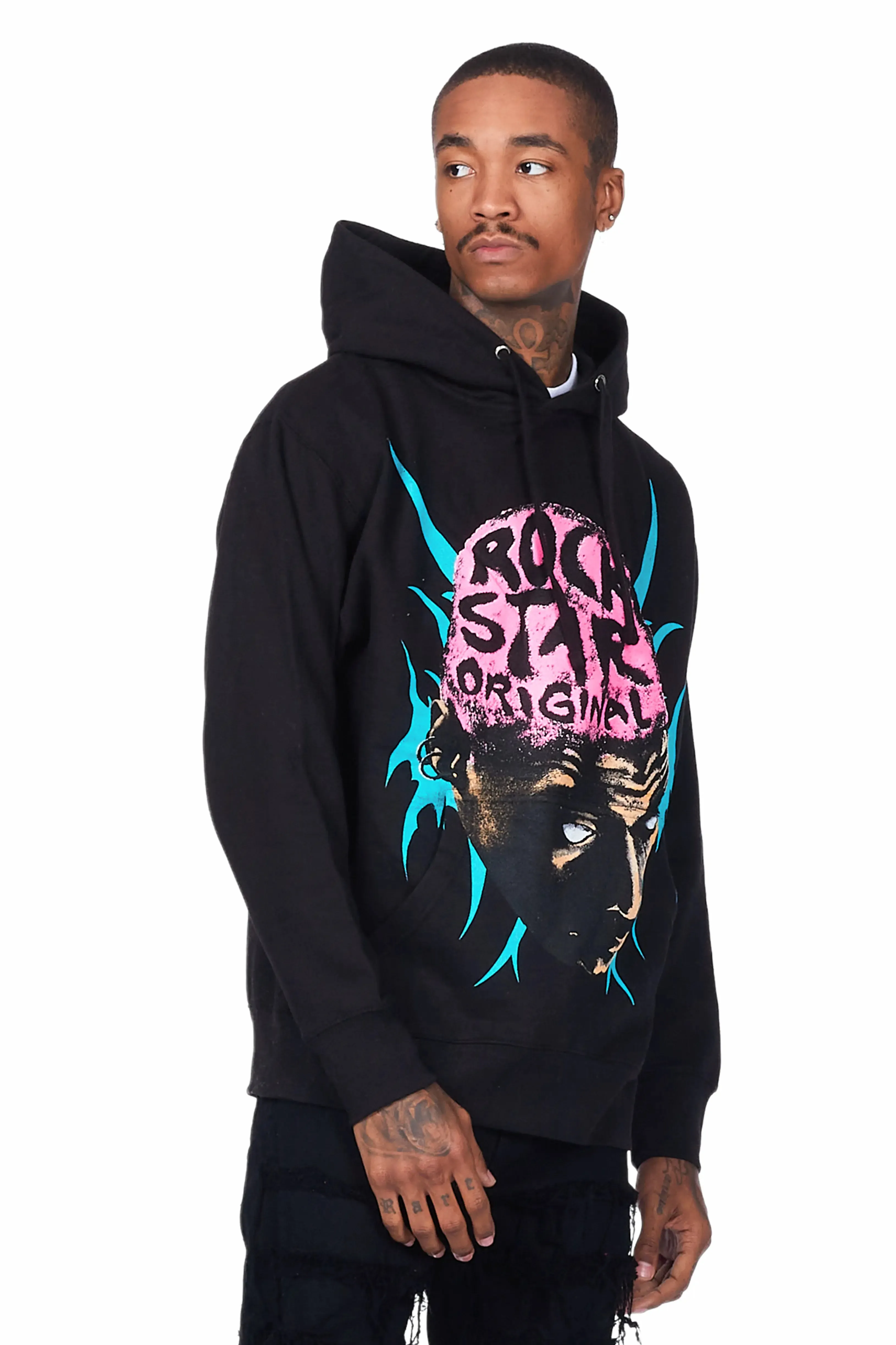 Weave Black Graphic Hoodie