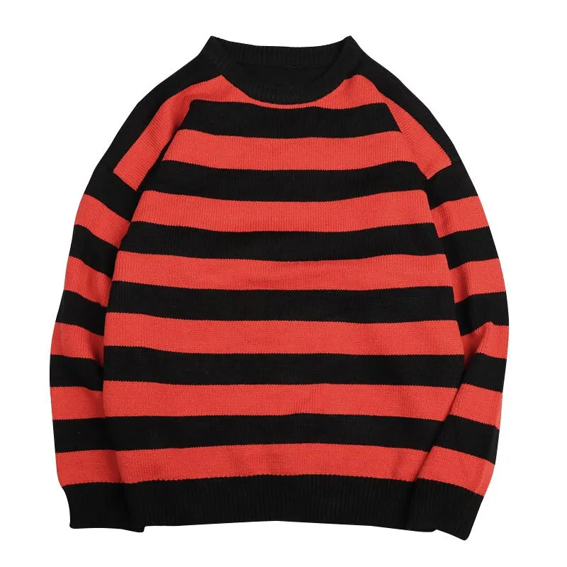 Wenkouban Striped Sweater Women Oversized Jumper Knitted Pullover Casual Crew Neck Jumper Ladies Harajuku Knitwear Autumn Warm Streetwear