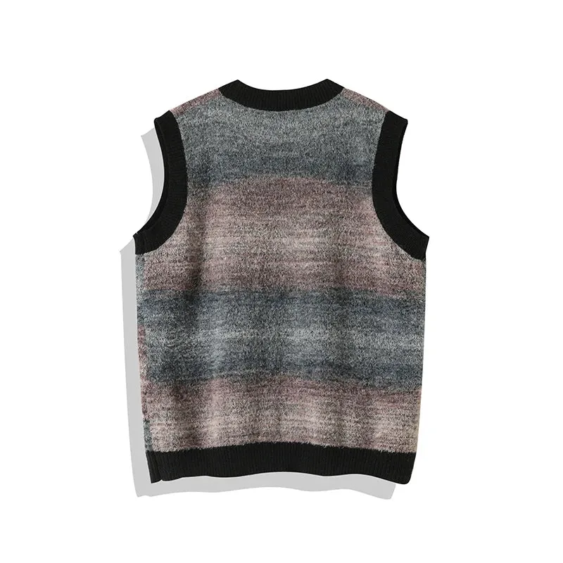 Wiaofellas  -  Winter Sweaters Vests Men Warm Colorful Casual Knitted Pullover Men Streetwear Loose Sleeveless Sweaters Mens Jumper Clothes