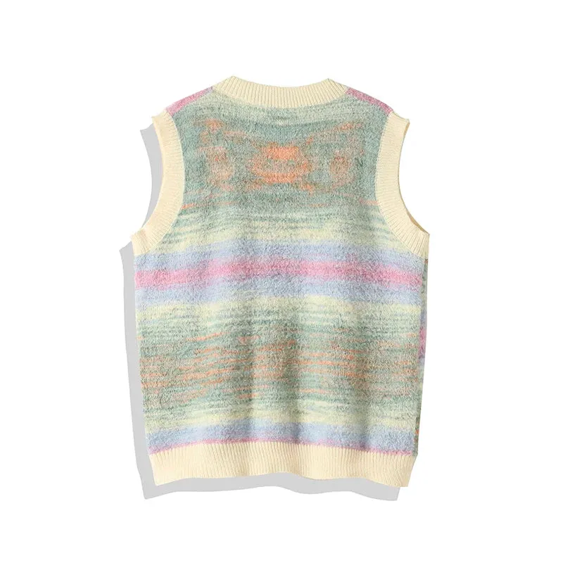 Wiaofellas  -  Winter Sweaters Vests Men Warm Colorful Casual Knitted Pullover Men Streetwear Loose Sleeveless Sweaters Mens Jumper Clothes