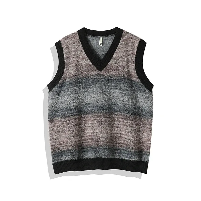 Wiaofellas  -  Winter Sweaters Vests Men Warm Colorful Casual Knitted Pullover Men Streetwear Loose Sleeveless Sweaters Mens Jumper Clothes