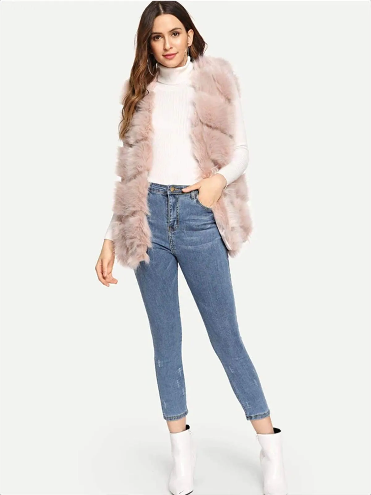 Women's Fashion Open Front Deluxe Faux Fur Vest