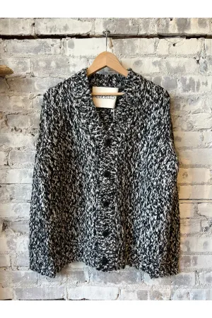 Wool Blend Cardigan - Black Marl