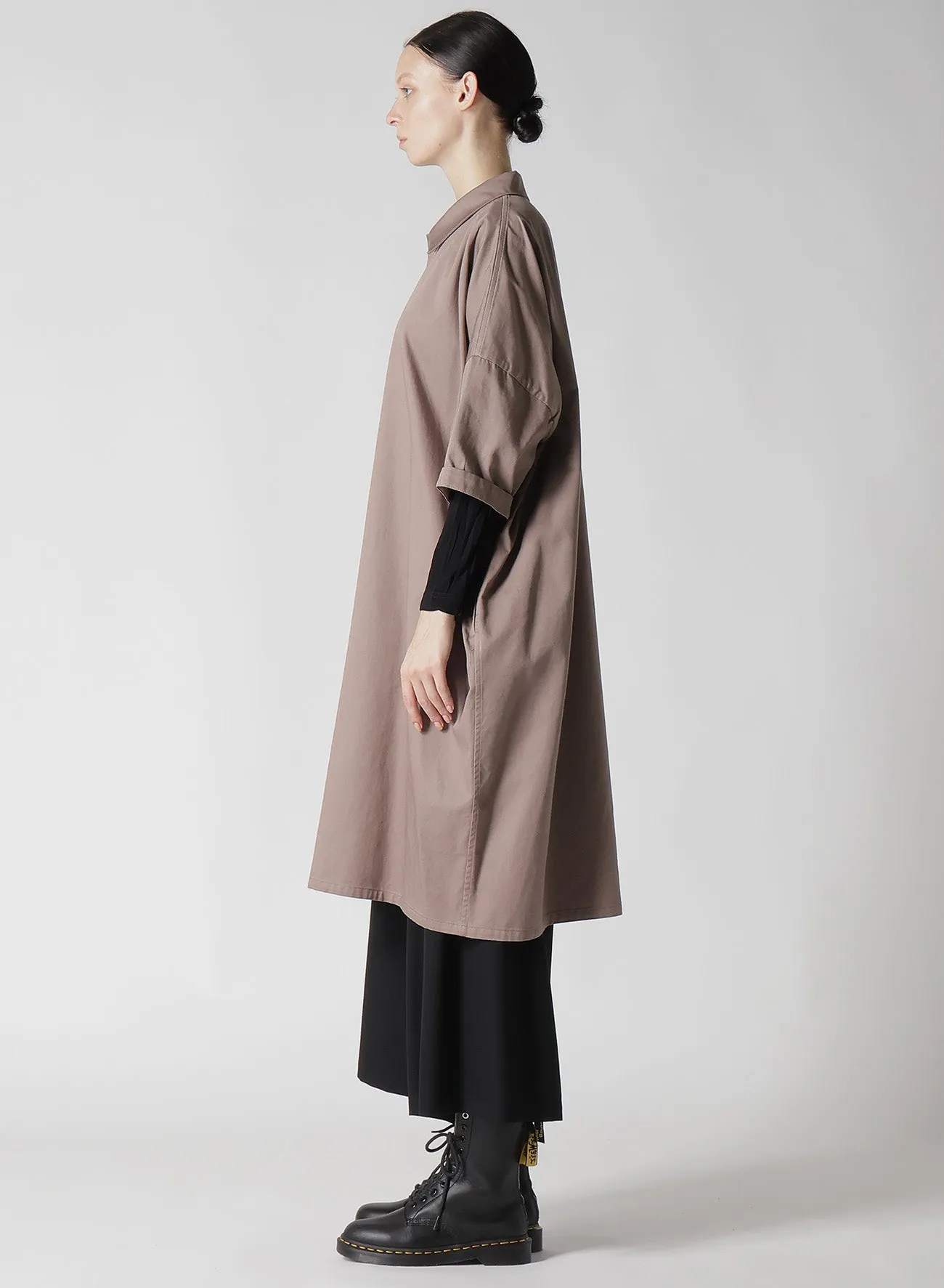 [Y's BORN PRODUCT] COTTON TWILL HALF SLEEVE SHIRT DRESS