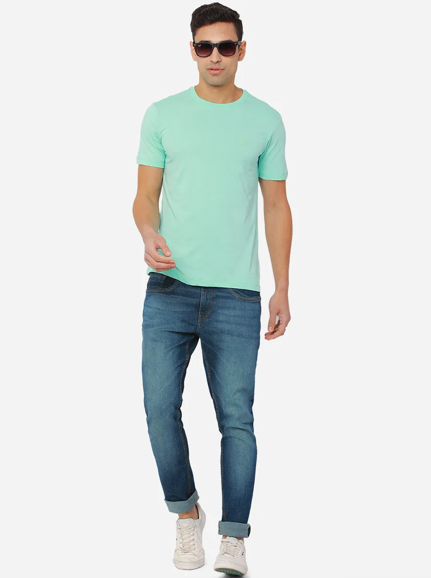 Yucca Green Solid Slim Fit T-Shirt | JadeBlue