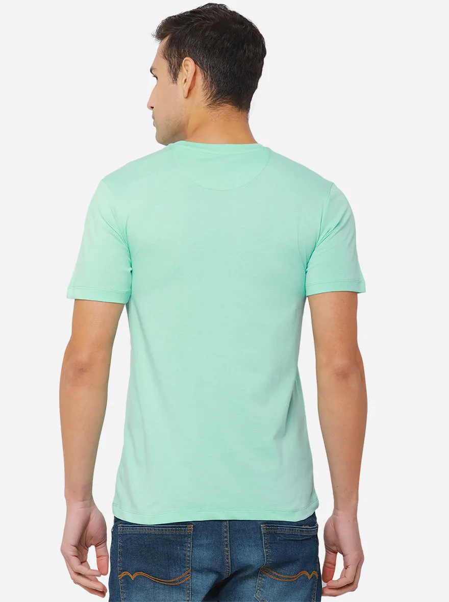 Yucca Green Solid Slim Fit T-Shirt | JadeBlue